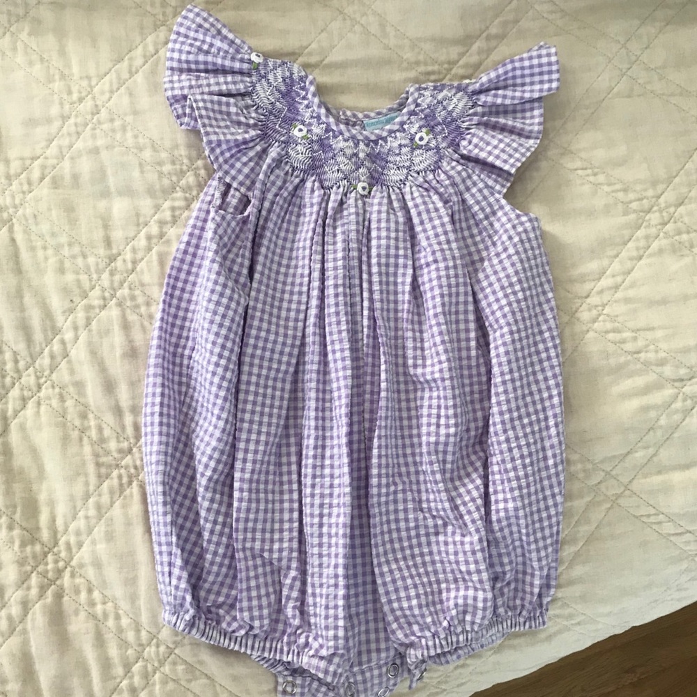 Purple Checkered Smocked Bubble 😍